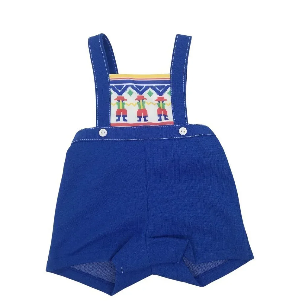 Vintage Carters 80s Overalls Shortalls Shorts Size 12 Months Blue Jumper Snap